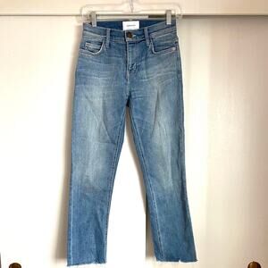 Current Elliot Vintage Straight High Rise Denim Jeans with Frayed Hem Size 24